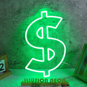 Dollar Sign Green Neon Sign