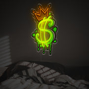 Dollar Sign With Crown LED Neon Acrylic Artwork