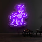 Donald Duck Playing Drum Neon Sign