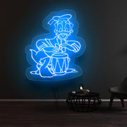 Donald Duck Playing Drum Neon Sign