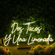 Dos Tacos Y Una Limonada Yellow Neon Sign