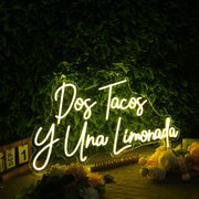 Dos Tacos Y Una Limonada Yellow Neon Sign