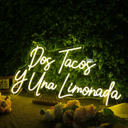 Dos Tacos Y Una Limonada Yellow Neon Sign