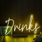 Drinks Yellow Neon Sign