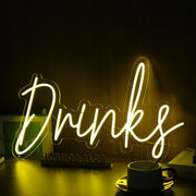 Drinks Yellow Neon Sign