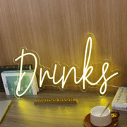 Drinks Yellow Neon Sign