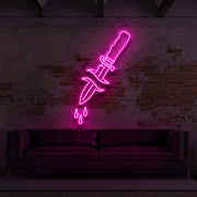 Dripping Dagger For Tattoo Studio Neon Sign