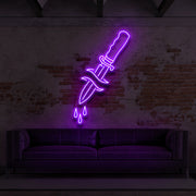 Dripping Dagger For Tattoo Studio Neon Sign