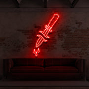 Dripping Dagger For Tattoo Studio Neon Sign