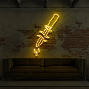 Dripping Dagger For Tattoo Studio Neon Sign