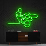 Drummer Line Art Neon Sign