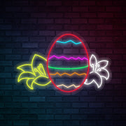 Easter Flowers And Easter Eggs Neon Sign