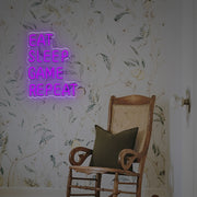 Eat Sleep Game Repeat LED Neon Sign