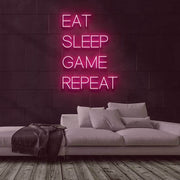 Eat Sleep Game Repeat Neon Sign