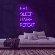 Eat Sleep Game Repeat Neon Sign