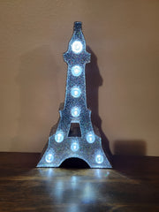 Steel Marquee Letter Eiffel Tower Shiny Silver High-End Custom Zinc Metal Marquee Light Marquee Sign