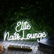 Elite Nails Lounge White Neon Sign