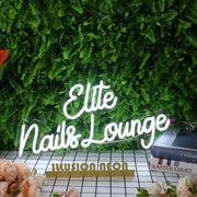 Elite Nails Lounge White Neon Sign