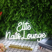 Elite Nails Lounge White Neon Sign