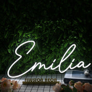 Emilia Name White Neon Sign