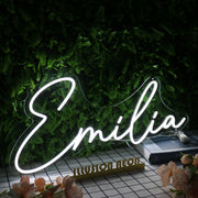 Emilia Name White Neon Sign