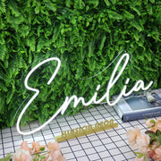 Emilia Name White Neon Sign