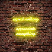 Expect Nothing Appreciate Everything Neon Sign