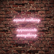 Expect Nothing Appreciate Everything Neon Sign