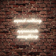 Expect Nothing Appreciate Everything Neon Sign