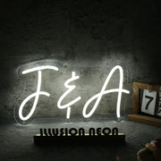 F And A White Neon Sign