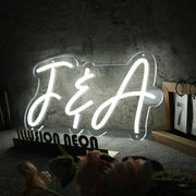 F And A White Neon Sign