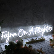 Fajnn On A Flight White Neon Sign