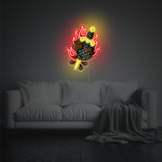 Fire Globe With Knife LED Neon Acrylic Artwork