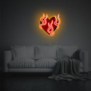 Firing Red Heart LED Neon Acrylic Artwork