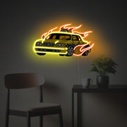 Firing Yellow Taxi LED Neon Acrylic Artwork