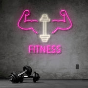 Fitness With Workout Drawing Neon Sign