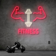 Fitness With Workout Drawing Neon Sign