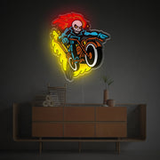 Flaming Death With Motocycle LED Neon Acrylic Artwork