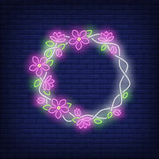 Floral Round Frame Neon Sign