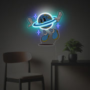 Flying Earth Guy LED Neon Acrylic Artwork