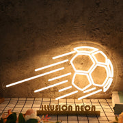 Flying Soccer Yellow Neon Sign