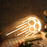 Flying Soccer Yellow Neon Sign