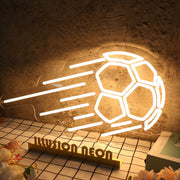 Flying Soccer Yellow Neon Sign