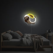 French Bulldog Covered Fried Egg LED Neon Acrylic Artwork