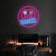 Gamer With Console Neon Sign