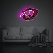 Garfield With Heart-Shaped Glasses LED Neon Acrylic Artwork