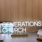 Generations Church White Neon Sign