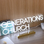 Generations Church White Neon Sign