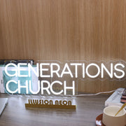 Generations Church White Neon Sign