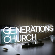 Generations Church White Neon Sign